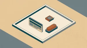 Illustration: ein Eingabefeld, ein Ankreuzkästchen und ein Knopf schweben unverbunden im Umriss eines leeren Rahmens