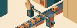 Illustration: eine geschlossene Schranke vor einer Reihe kleiner Datenpakete, daneben ein grosser Hebel, ein einzelnes Paket ist bereits durchgelassen
