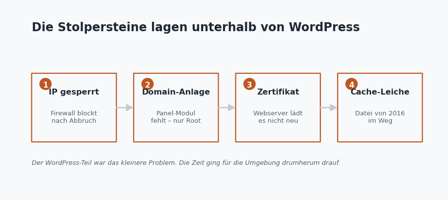 Die vier Stolpersteine unterhalb von WordPress