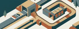 Illustration: ein Foto läuft durch eine Wandlerbox und teilt sich in zwei Wege, links direkt, rechts über eine Zwischenkammer
